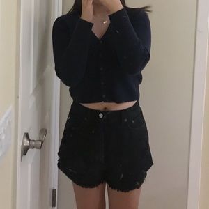 abercrombie & fitch black jean shorts